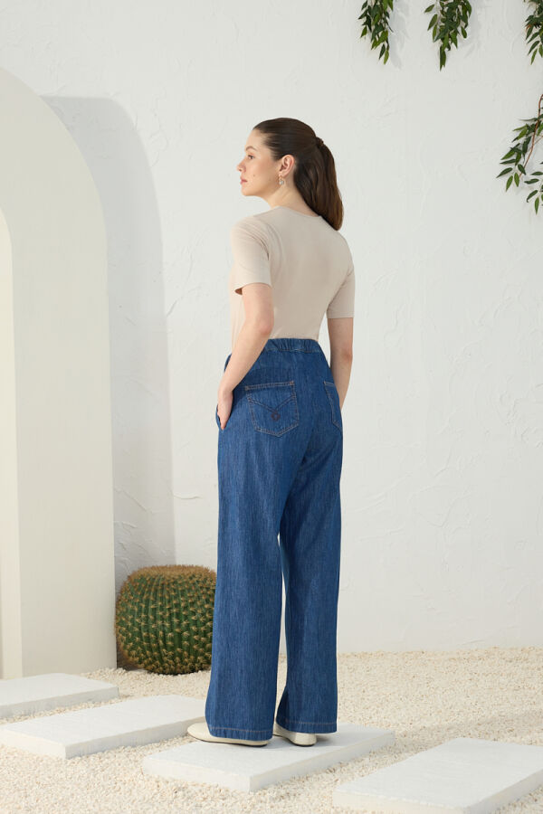 Lacivert Denim Pantolon - 7