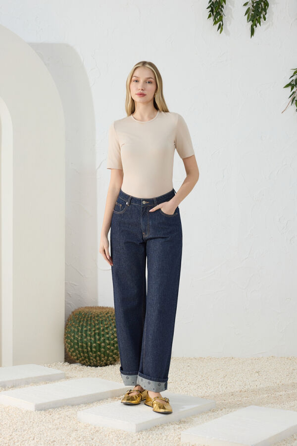Lacivert Denim Pantolon - 3
