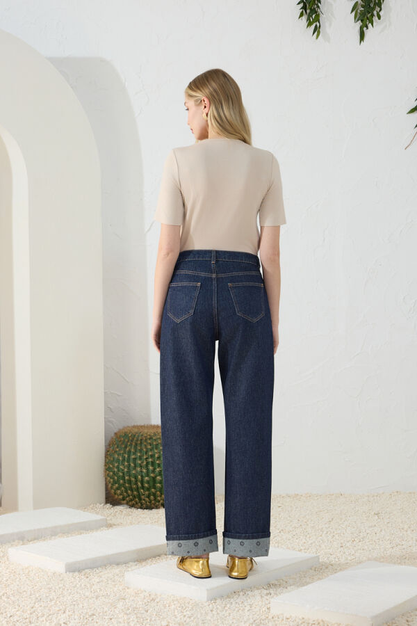 Lacivert Denim Pantolon - 7