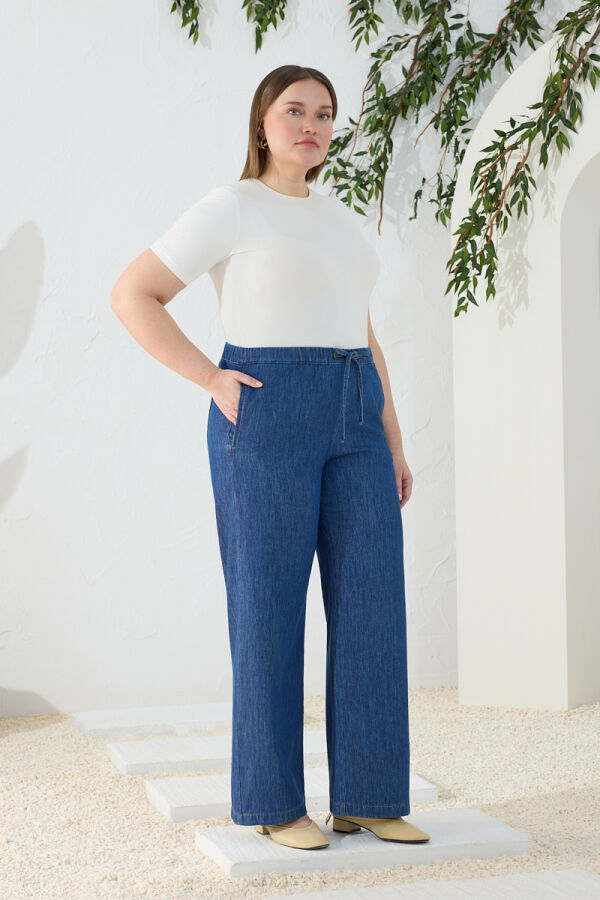 Lacivert Denim Pantolon - 4