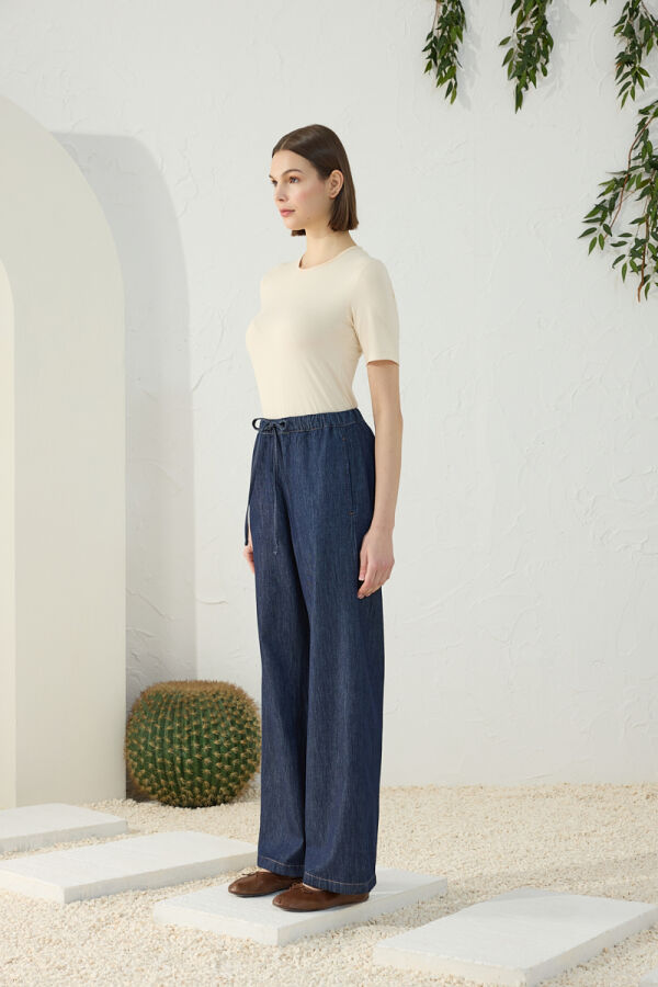 Lacivert Denim Pantolon - 4