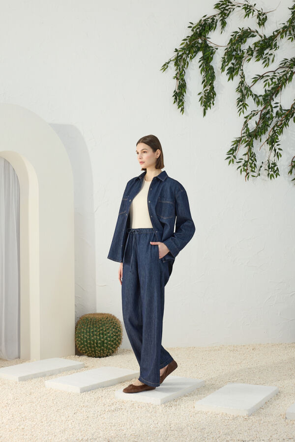 Lacivert Denim Pantolon - 1