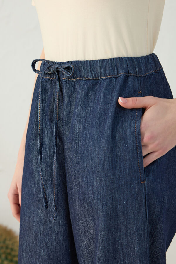 Lacivert Denim Pantolon - 5