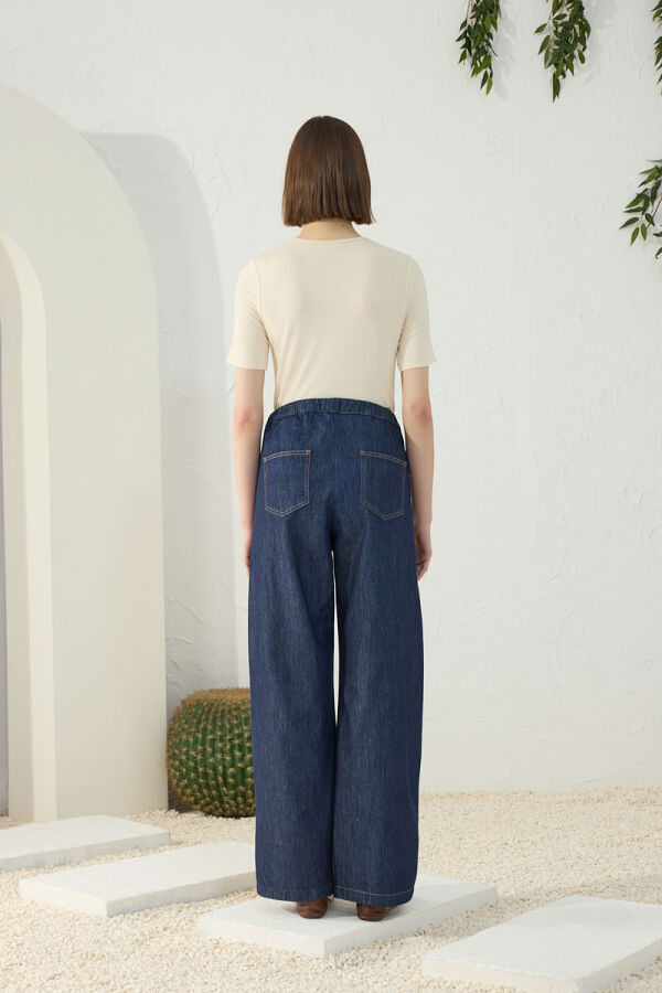 Lacivert Denim Pantolon - 7
