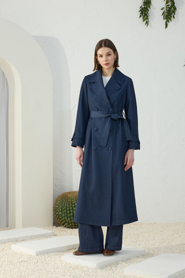 Lacivert Denim Trençkot - Aker (1)