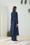 Lacivert Denim Trençkot - 7