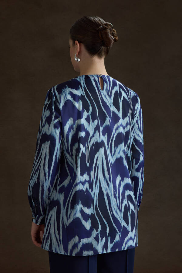 Lacivert Desenli Bluz - 6