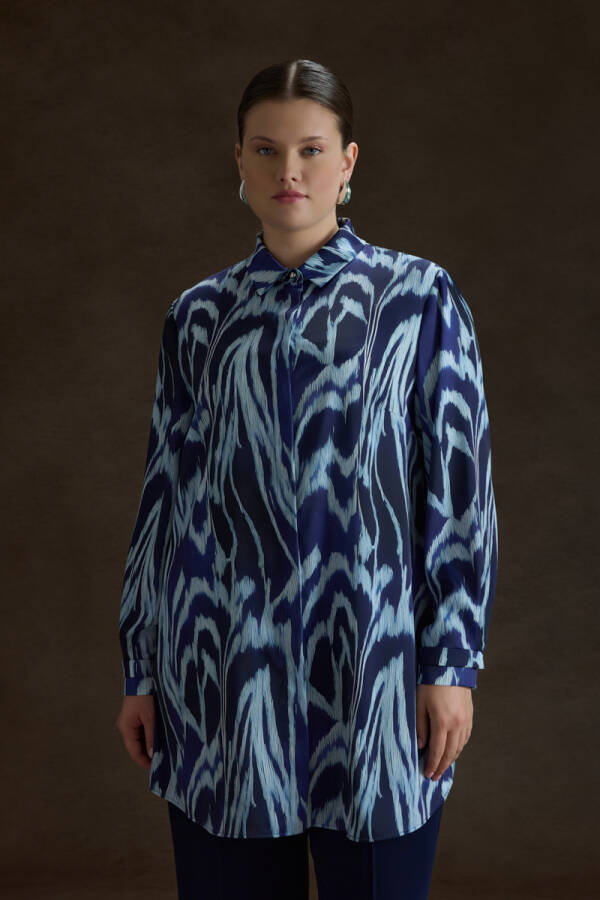 Lacivert Desenli Tunik - 2