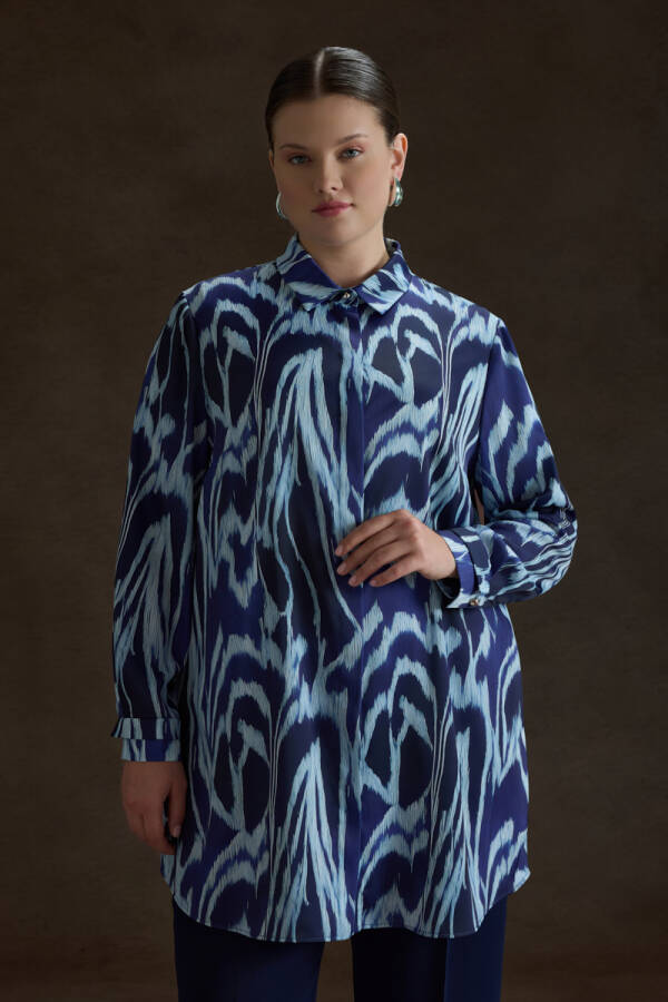 Lacivert Desenli Tunik - Aker