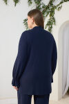 Lacivert Dik Yaka Kol Lastik Detaylı Bluz - 6