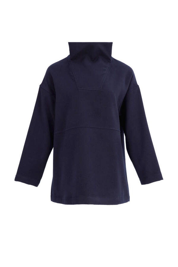 Lacivert Dik Yaka Spor Sweat - Aker