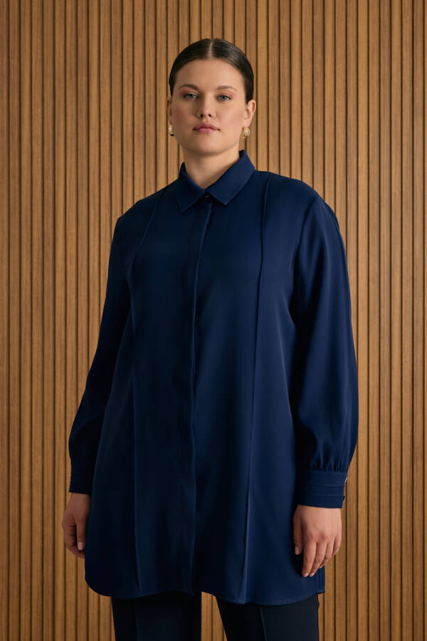 Lacivert Dikiş Detaylı Tunik - Aker (1)