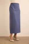 Lacivert Dokuma Beli Lastik Detaylı Etek - 4