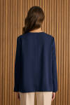 Lacivert Dokuma Bluz - 6