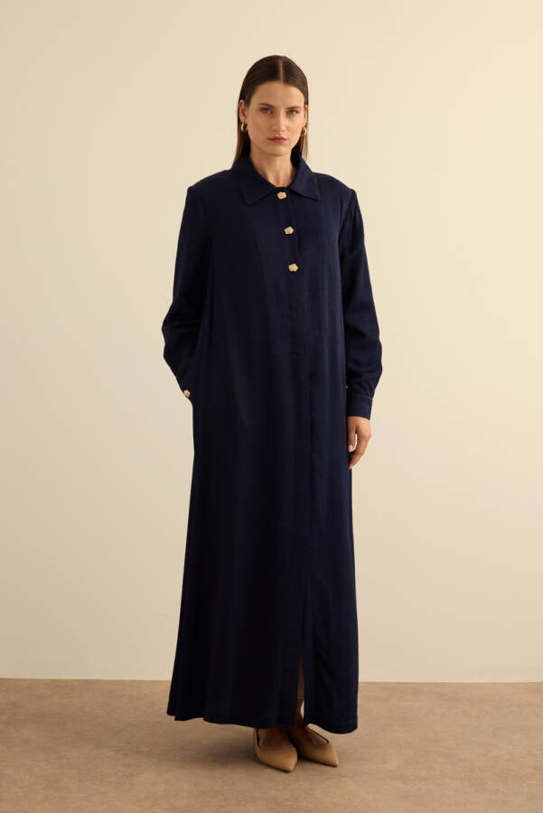 Lacivert Dokuma Ferace - Aker