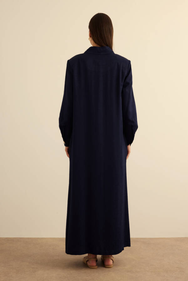 Lacivert Dokuma Ferace - 7