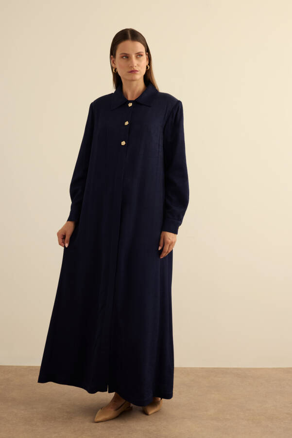 Lacivert Dokuma Ferace - Aker (1)