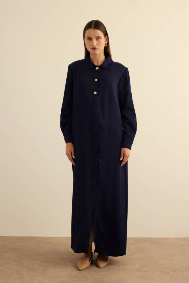 Lacivert Dokuma Ferace - 4