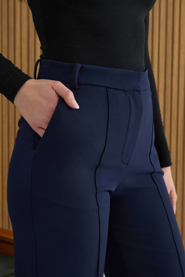Lacivert Dokuma Pantolon - 5