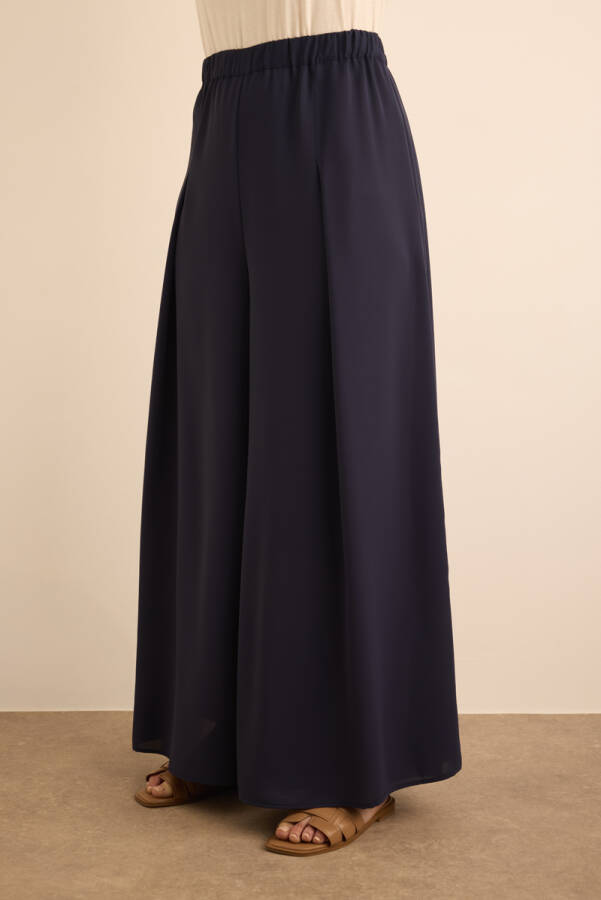 Lacivert Dokuma Pantolon Etek - 4