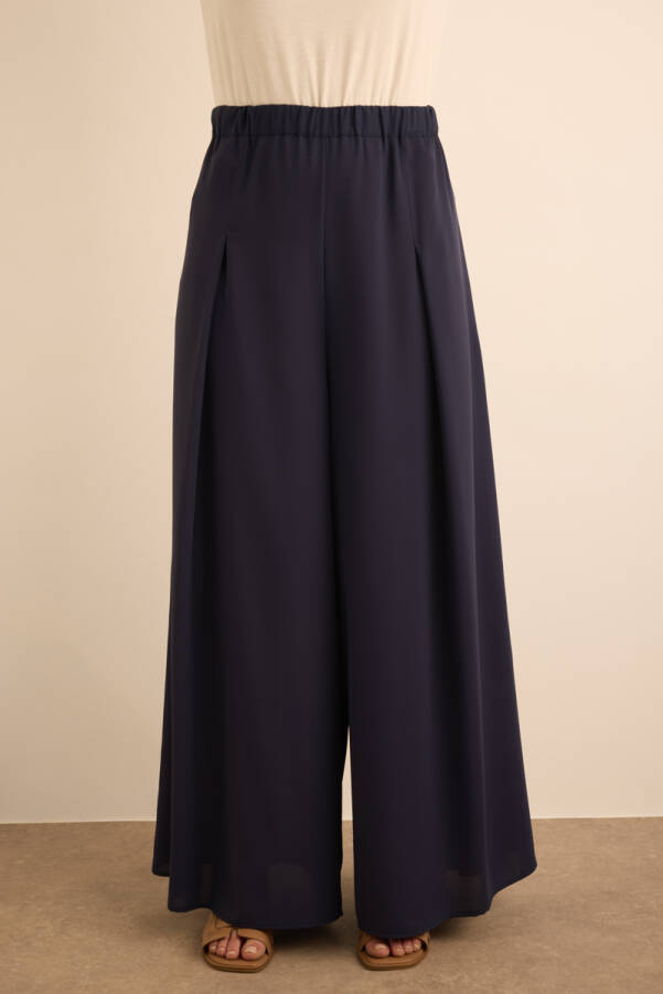 Lacivert Dokuma Pantolon Etek - 3