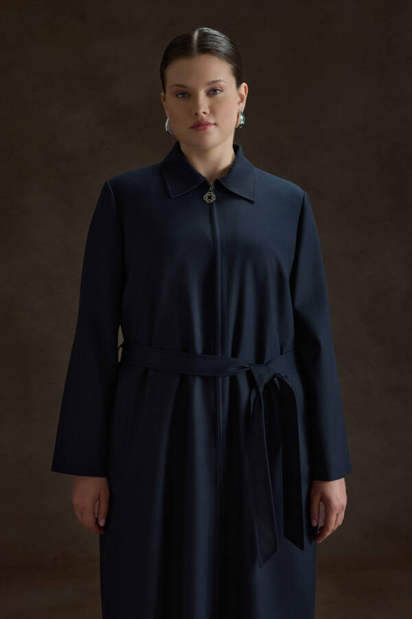 Lacivert Dokuma Pardösü - 6