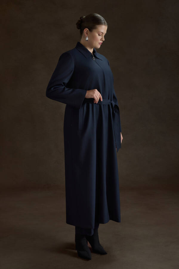 Lacivert Dokuma Pardösü - 1