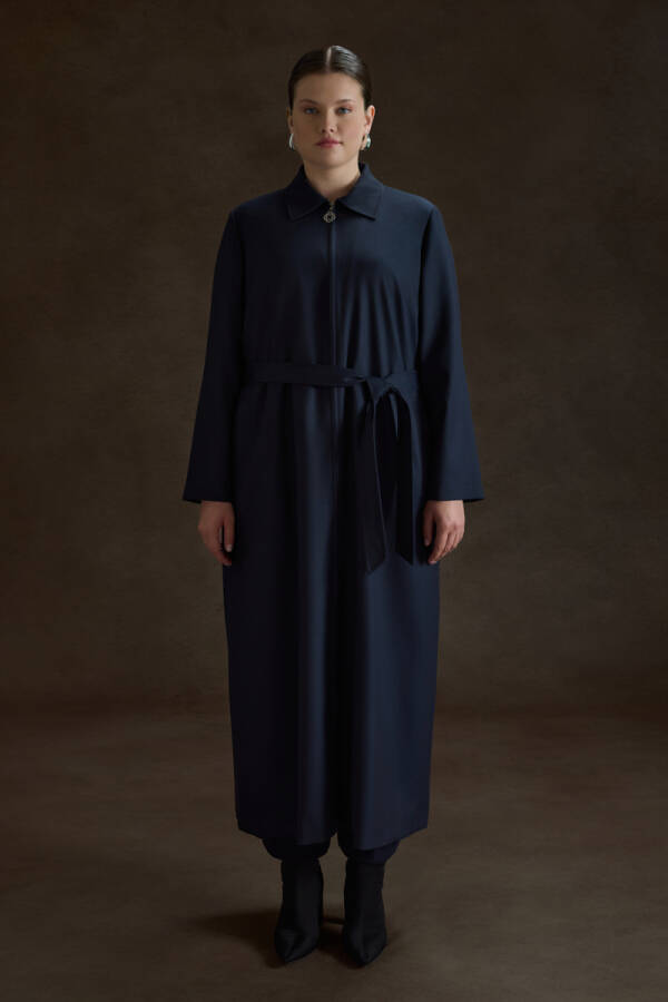 Lacivert Dokuma Pardösü - 2