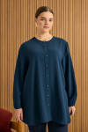 Lacivert Dökümlü Bluz - 2