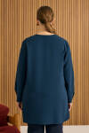 Lacivert Dökümlü Bluz - 7