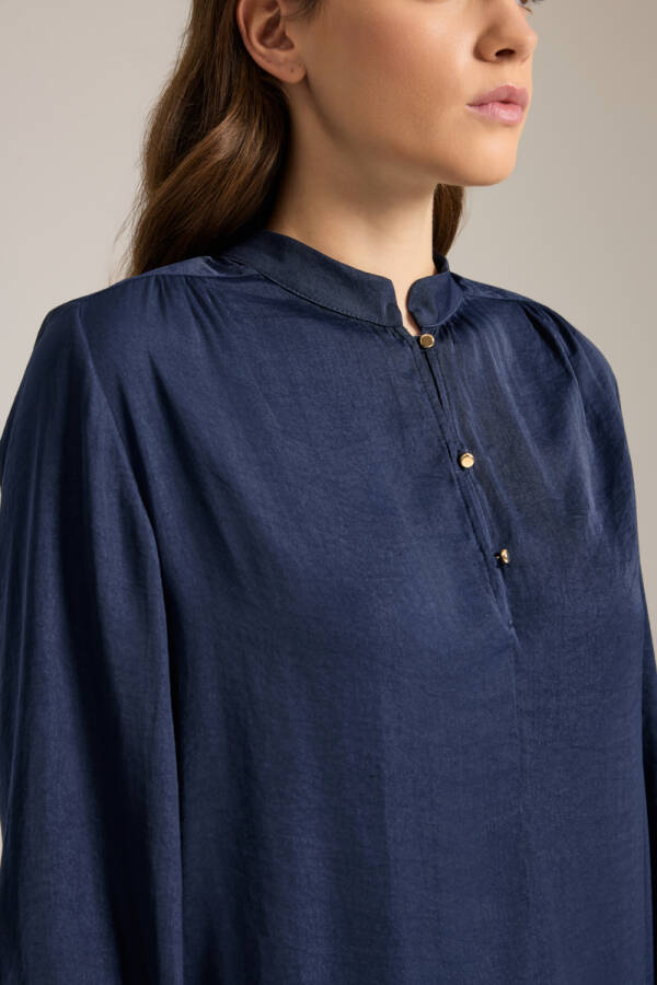 Lacivert Dökümlü Tunik - 3