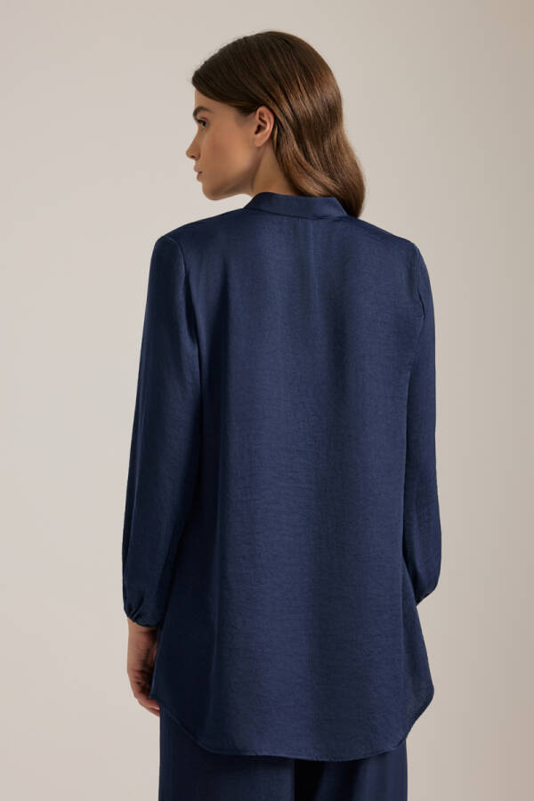 Lacivert Dökümlü Tunik - 5