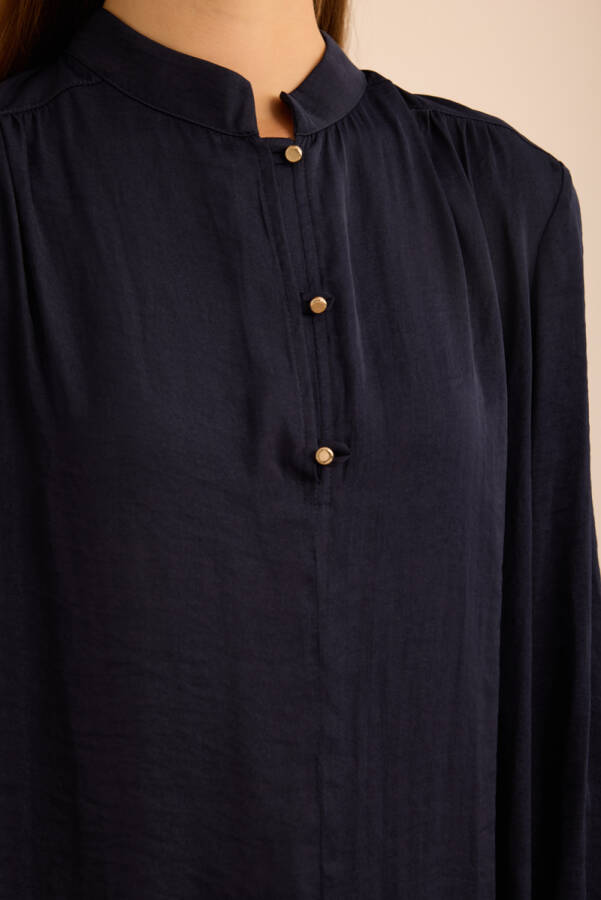 Lacivert Dökümlü Tunik - 6