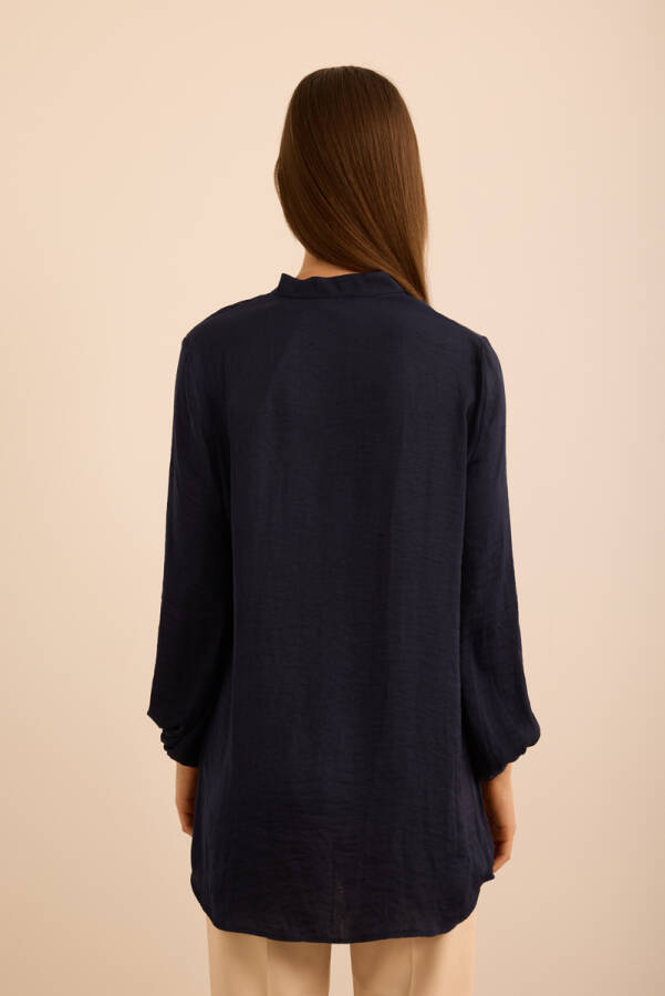 Lacivert Dökümlü Tunik - 7