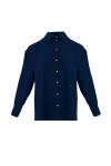 Lacivert Düğme Detaylı Klasik Kesim Bluz 