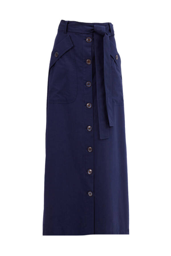 Lacivert Düğmeli Gabardin Spor Etek - Aker