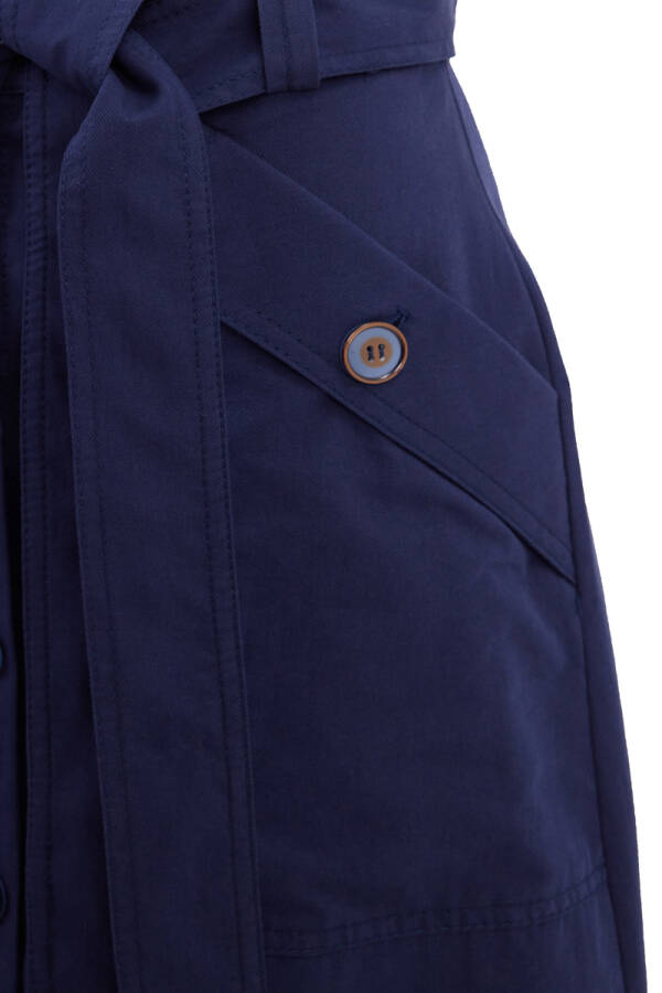 Lacivert Düğmeli Gabardin Spor Etek - Aker (1)