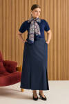 Lacivert Etek Ucu Pili Detaylı Etek - 2