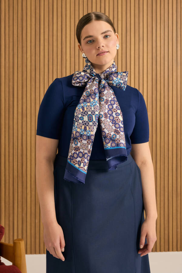 Lacivert Etek Ucu Pili Detaylı Etek - 4