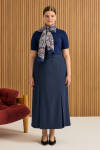 Lacivert Etek Ucu Pili Detaylı Etek - 3