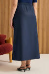 Lacivert Etek Ucu Pili Detaylı Etek - 7
