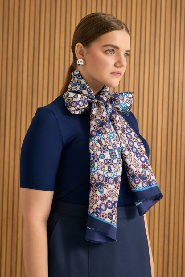 Lacivert Etek Ucu Pili Detaylı Etek - 5