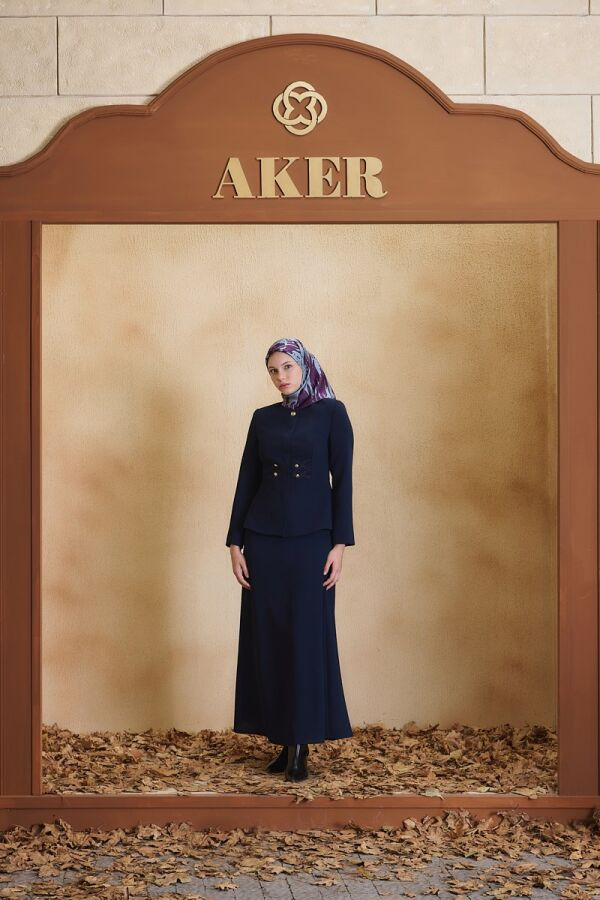Lacivert Evaze Etek - Aker