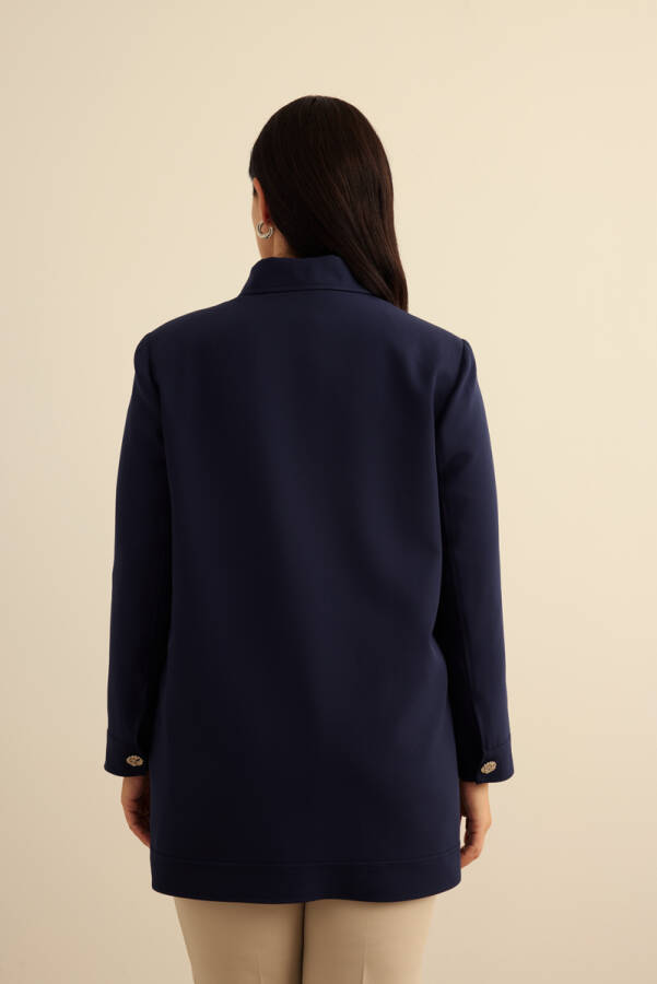 Lacivert Fermuarlı , Cepli Dokuma Kap - 7