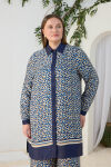 Lacivert Garni Desenli Tunik - 4