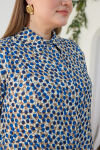 Lacivert Godeli Desenli Bluz - 5