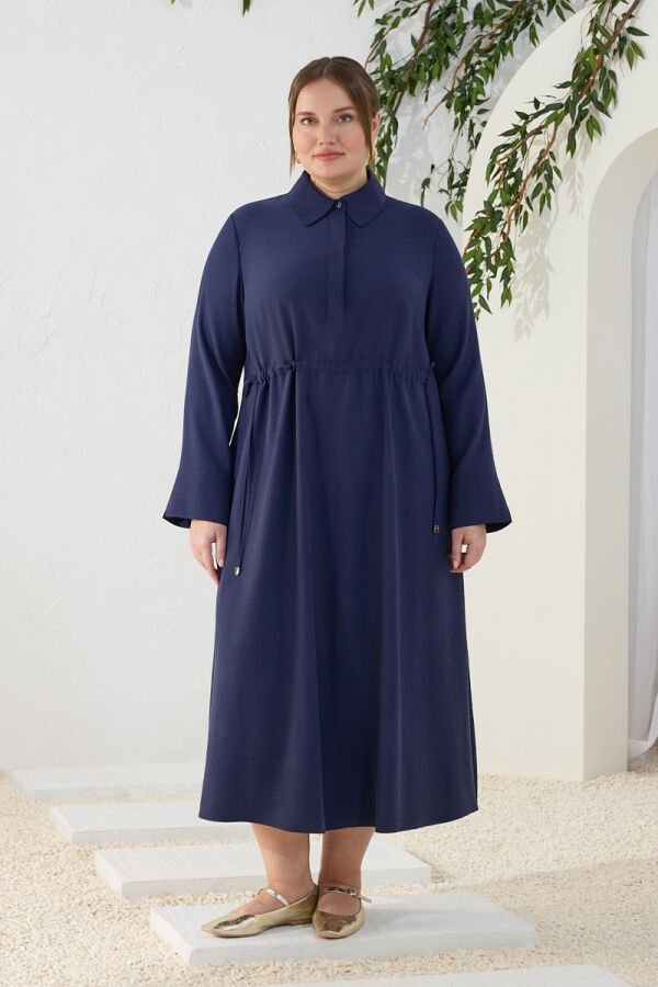 Lacivert Gömlek Yaka Elbise - Aker (1)
