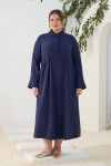 Lacivert Gömlek Yaka Elbise - 2
