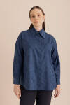 Lacivert Jakar Desenli Cotton Gömlek - 5