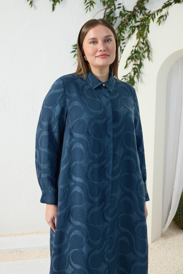 Lacivert Jakarlı Ferace - 4